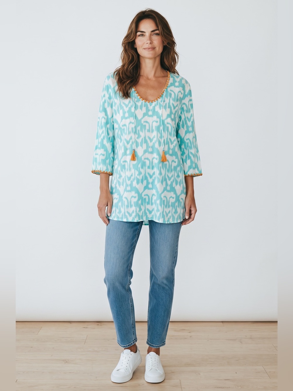 Tara Michelle 3/4 Sleeve Tunic // Blue // Medium
